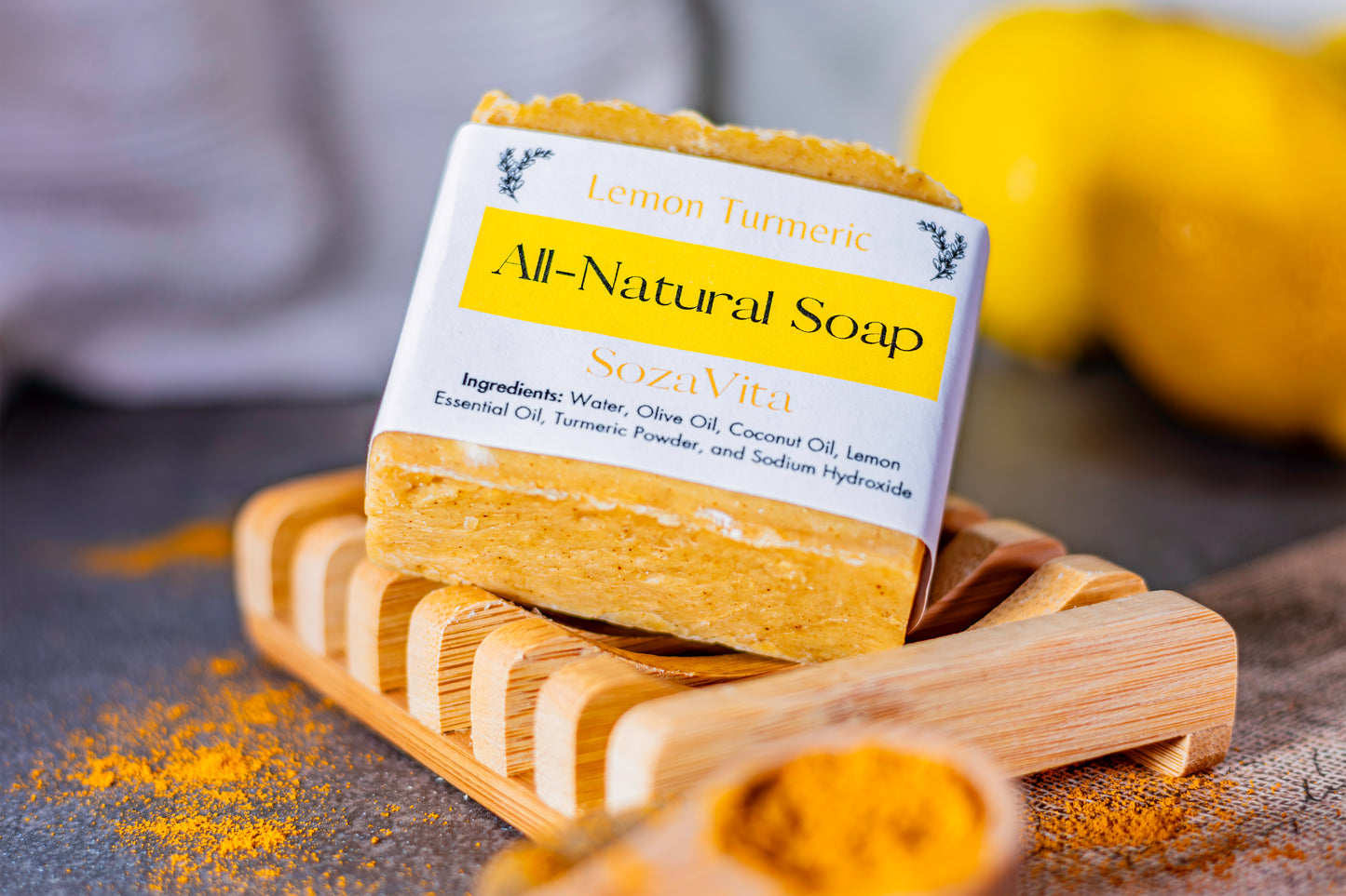All-Natural Lemon Turmeric Soap