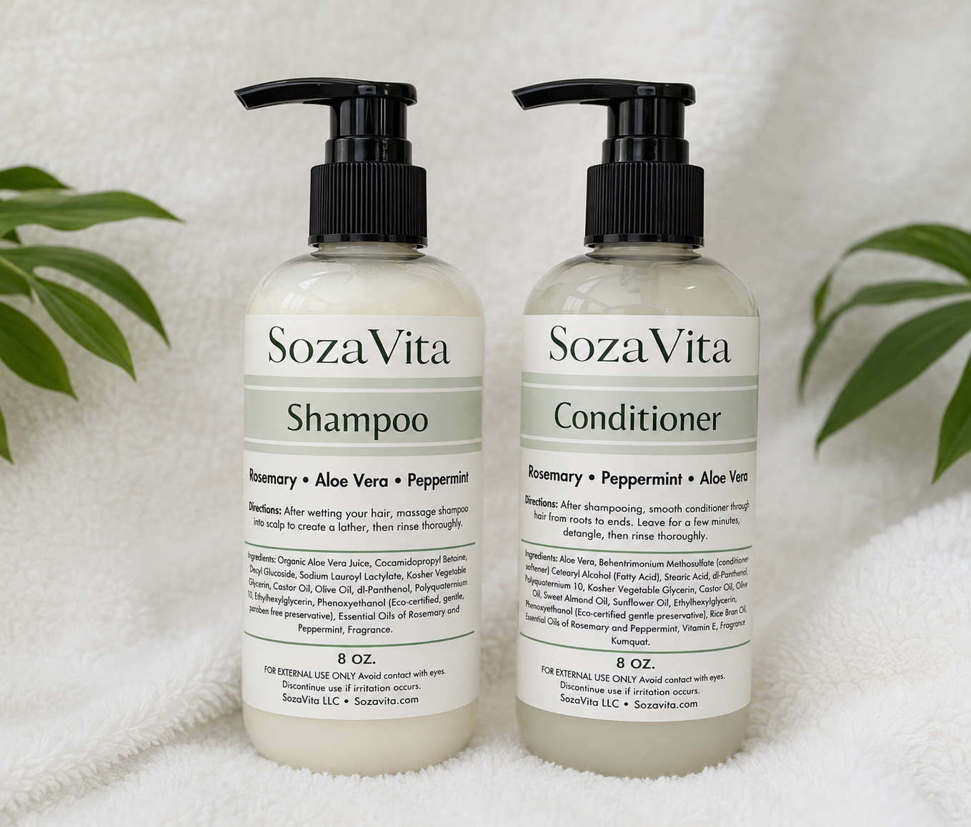 Liquid Conditioner & Shampoo | Rosemary + Peppermint