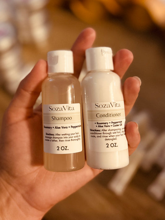 Travel Size Natural Rosemary Peppermint Shampoo & Conditioner